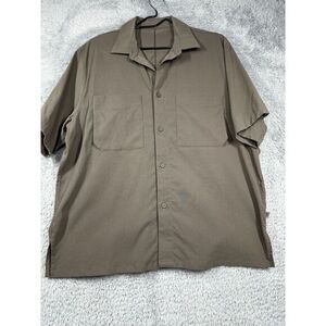 Lululemon Shirt Mens Large brown Button Up Shirt Sleeve Tactical Style‎